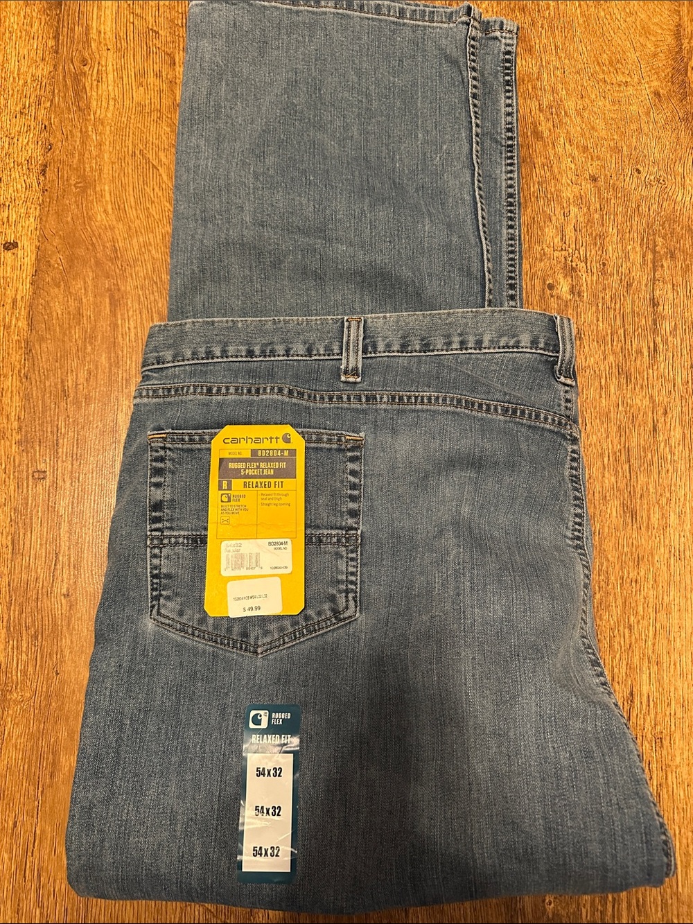 Carhartt Men's Relaxed Fit Light Blue Denim Jeans 54x32